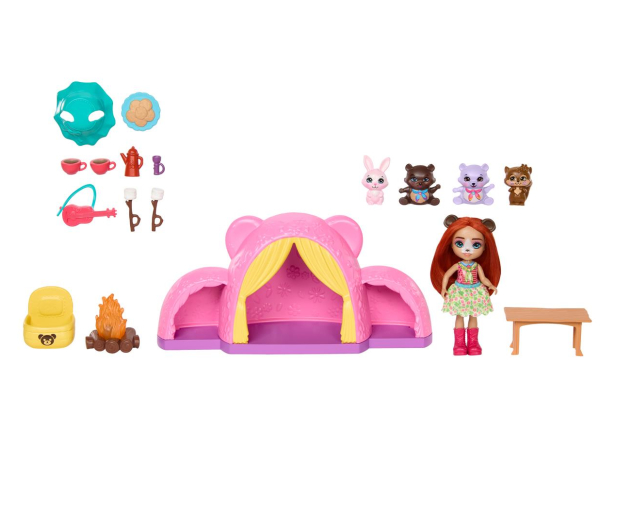 Mattel Enchantimals Wycieczka pod namiot + Lalka miś - 1212854 - zdjęcie